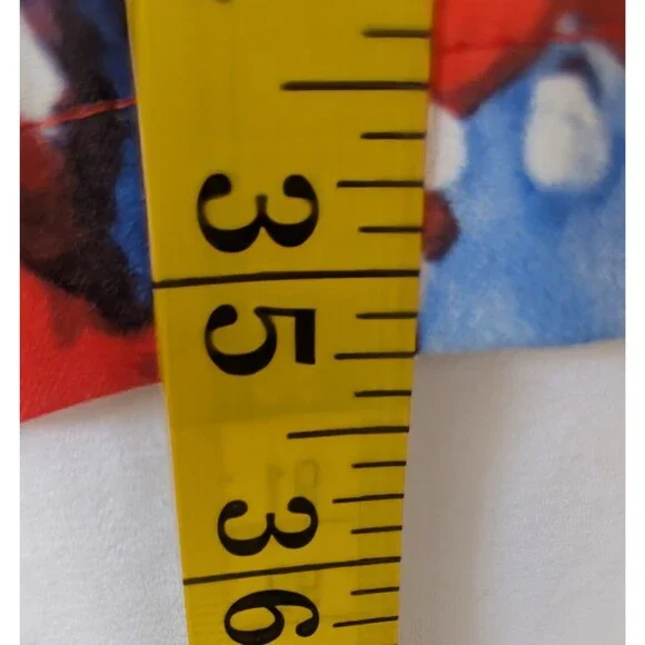 Abstract Print Shift Dress M Red Blue V Neck Button Front 3/4 Sleeve - Picture 6 of 6